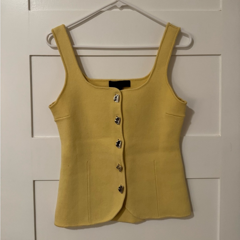 Zara Yellow Sleeveless Button-Down Blouse